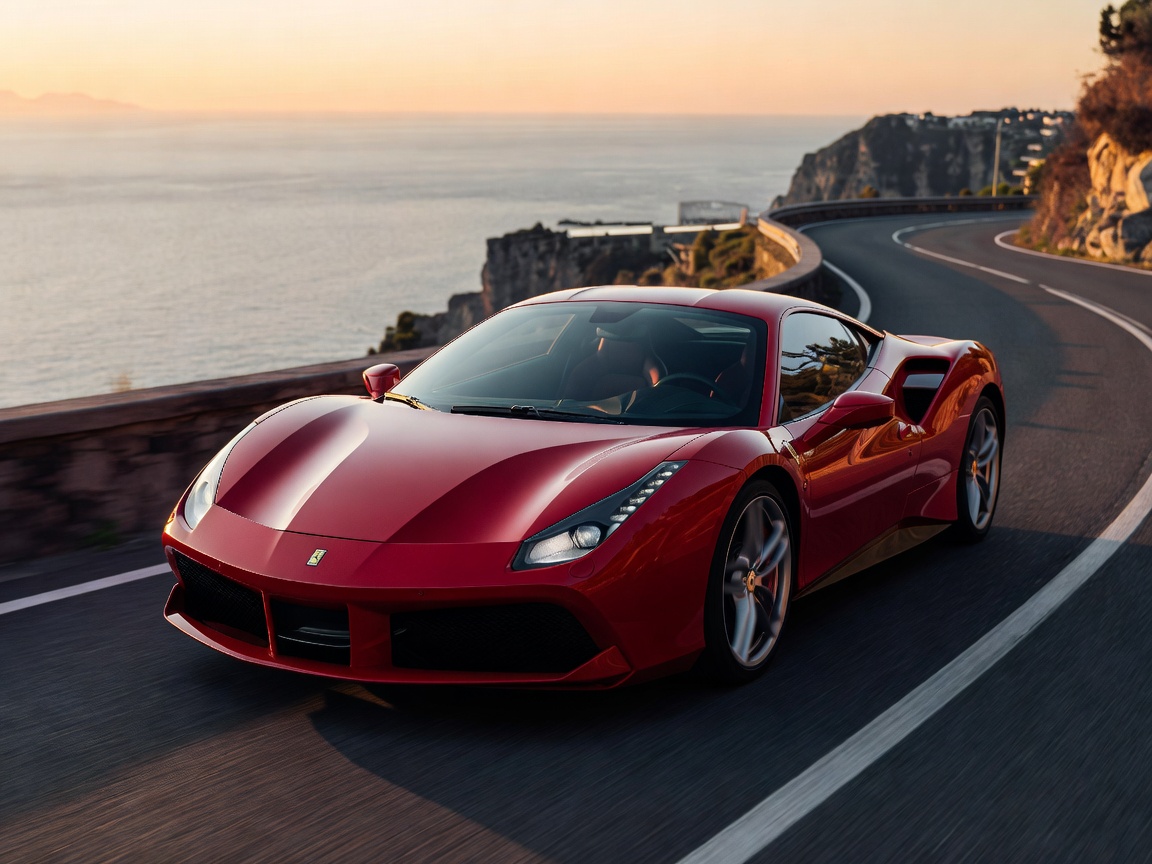 Ferrari 488 GTB supercar in Rosso Corsa finish